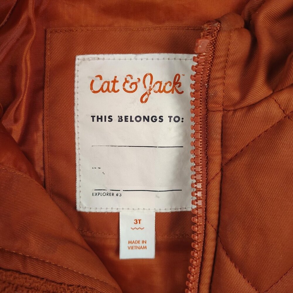 Cat & Jack Jacket Toddler Girls 3T Hooded Quilted Full Zip - Picture 4 of 5